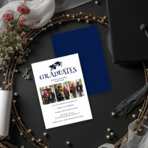 Twins Siblings Modern Dark Blue Grads Photo TMF26