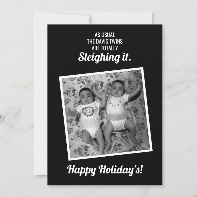 Twins Sleighing It Holiday Card Feiertagskarte (Vorderseite)