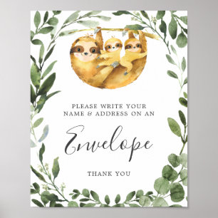 Twins Sloth Baby Shower Address Envelope-Zeichen Poster