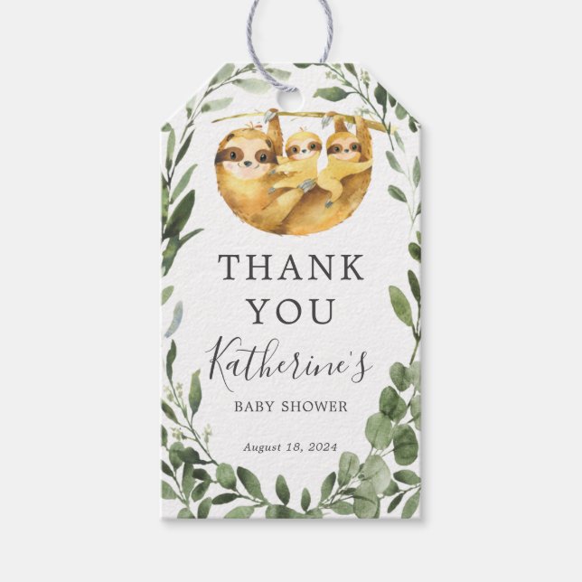 Twins Sloth Baby Showmarke Geschenkanhänger (Vorderseite)