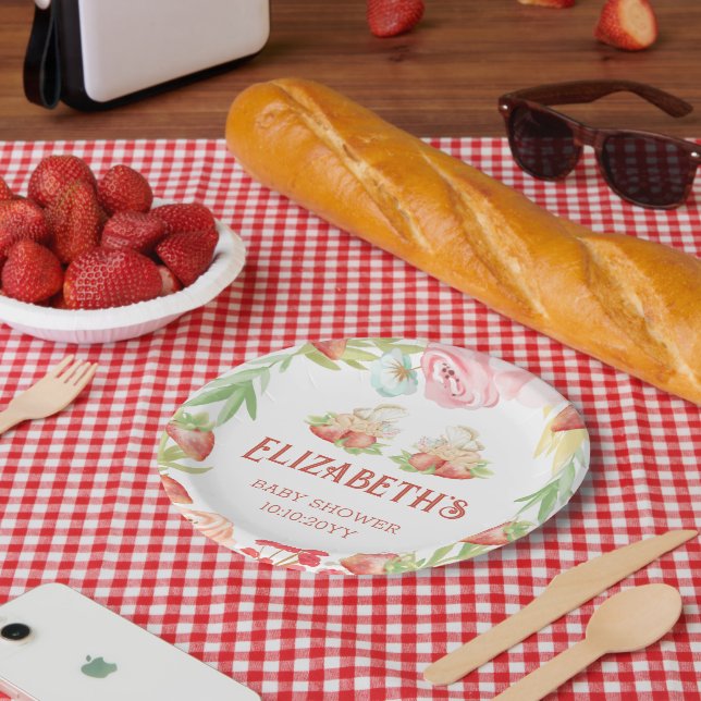 Twins Strawberry Berry Sweet Baby Shower Pappteller (Picknick)