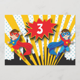 Twins Superheld zum Geburtstag Einladung