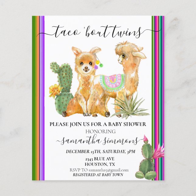 Twins Taco Fiesta Baby Shower Lama (Vorderseite)