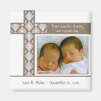 Twins Taufe/Christening Favor | Foto Magnet