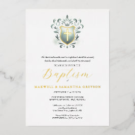 Twins Taufen Einladungen Sage Green Wappen