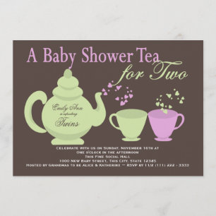 Twins Tea Party Baby Shower Einladung