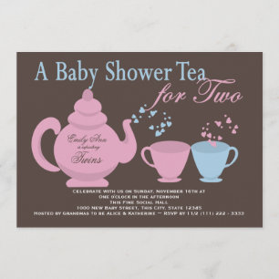 Twins Tea Party Baby Shower Einladung