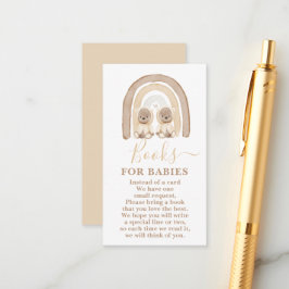 Twins Teddy Bear and Rainbow Books for Babys Card Begleitkarte