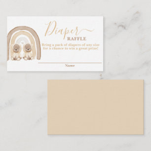 Twins Teddy Bear and Rainbow Diaper Raffekarte Begleitkarte