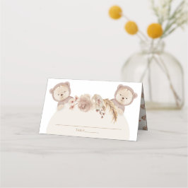 Twins Teddy Bear Party Tischnummer Name Platzkarte