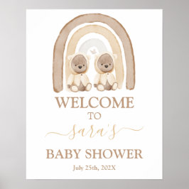 Twins Teddy Bear Rainbow Baby Duschbox Begrüßungsz Poster