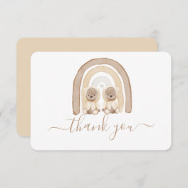 Twins Teddy Bear und Rainbow danke Karte