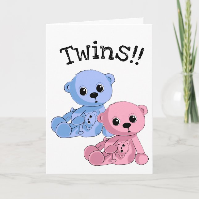 Twins Teddy Bears Personalisiert Grußkarte Karte (Vorderseite)