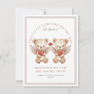 Twins Teddy Bears Winter Pregnancy Ankündigung