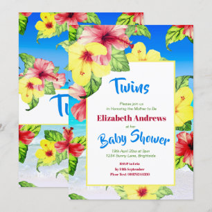 Twins Tropical Blume Beach Floral Baby Dusche Einladung