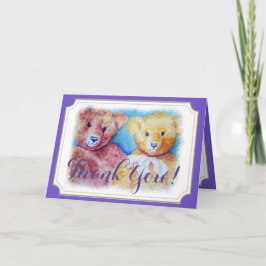 TWINS TURNNING 2 MIT TEDDY BEARS DANK DANKESKARTE