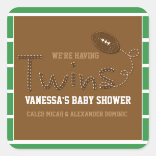 TWINS Typografie Football Baby Shocker Quadratischer Aufkleber