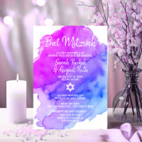 Twins Watercolor Lila Blue Star BAT MITZVAH