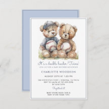 Twins Watercolor Teddy Bears