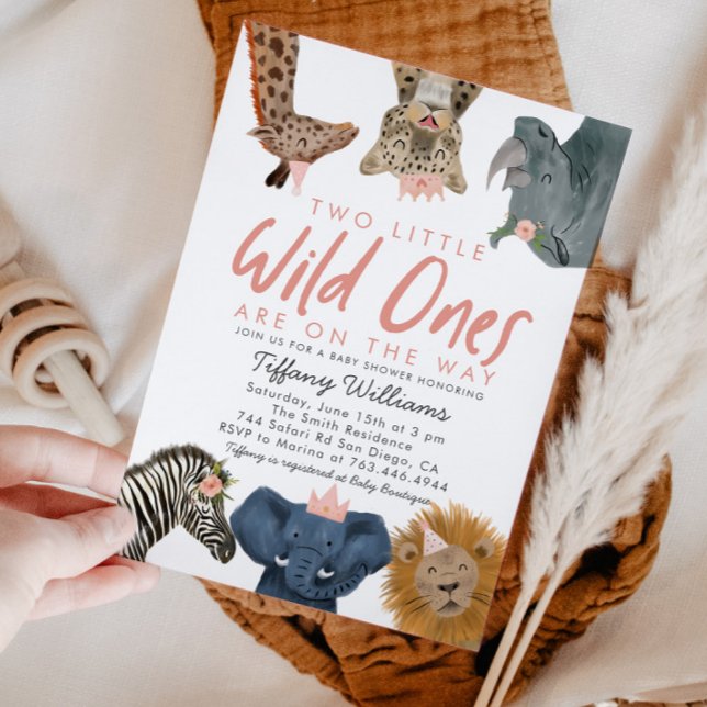 TWINS Wild Ones Safari Girls Babydusche Einladung (Von Creator hochgeladen)
