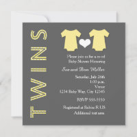 TWINS YELLOW Twin Baby Dusche Party Einladung