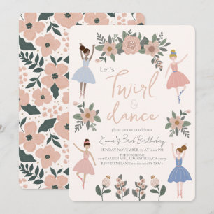 Twirl & Dance Ballerina Floral Girl Geburtstag Einladung