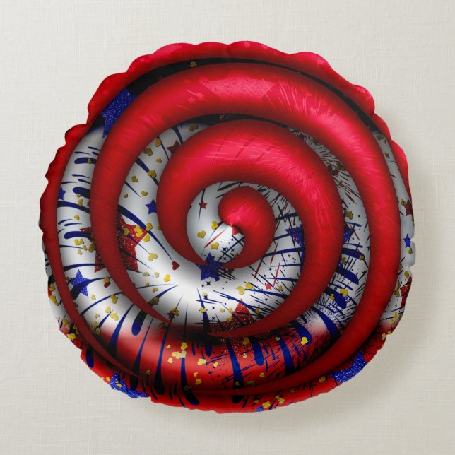 Twirl Fireworks Round Throw Kissen (Vorderseite)