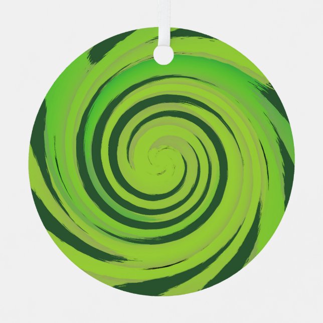 Twirl Me Green Pattern Ornament Aus Metall (Vorderseite)