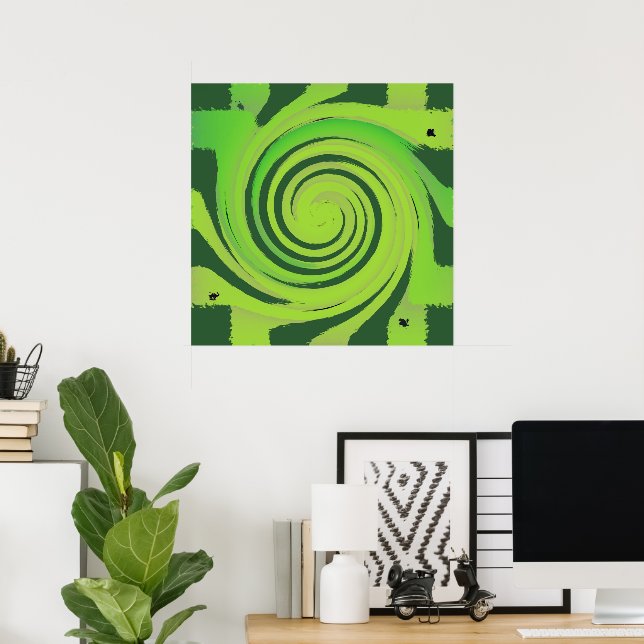 Twirl Me Green Pattern Poster (Heimbüro)