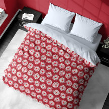 Twirling Daisies auf Red Duvet Cover
