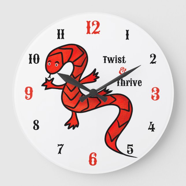 Twist & Thrive Red Lizard Wall Clock Große Wanduhr (Vorderseite)