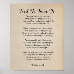 Twist Ye Twine Ye Gedicht von Walter Scott Vintage Poster
