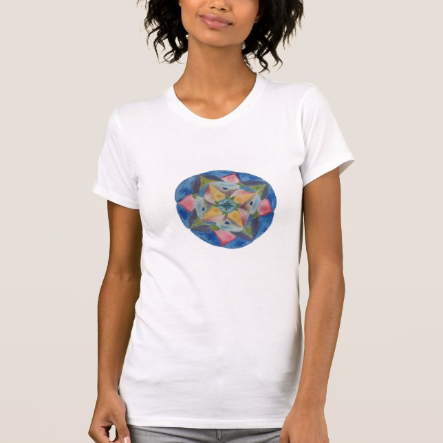 Twisted Blue Mandala Malerei T - Shirt von Frauen (Vorderseite)