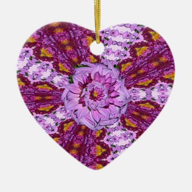 Twisted Dahlia Blume Herz Keramikornament (Vorne)