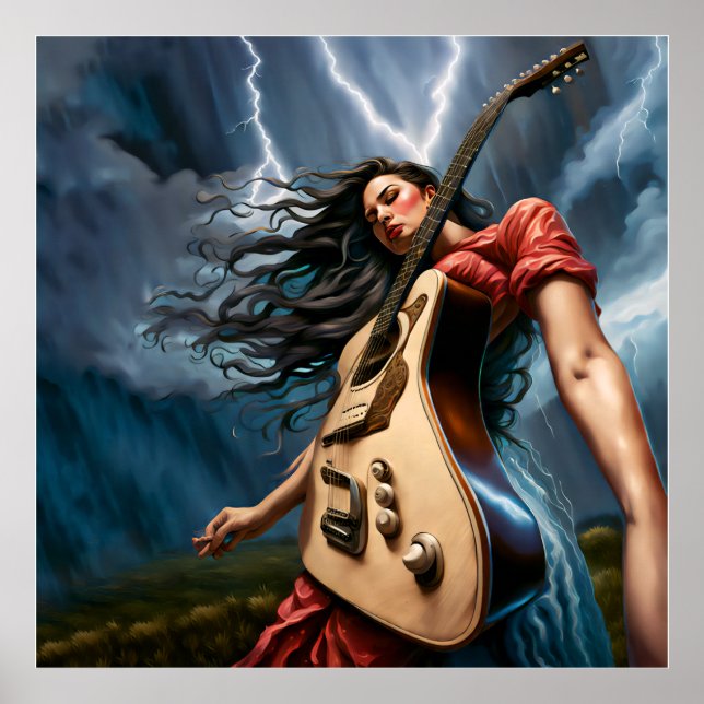 Twisted Guitar Woman Poster (Vorne)