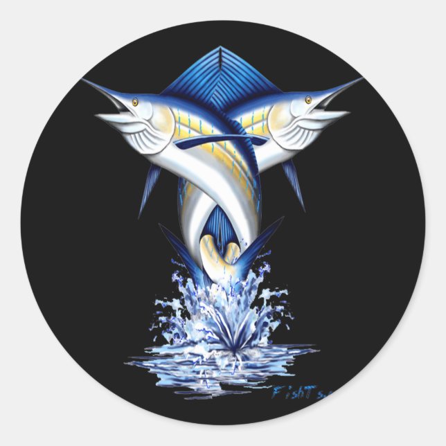 Twisted Marlins Jumping Runder Aufkleber (Vorderseite)