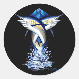 Twisted Marlins Jumping Runder Aufkleber