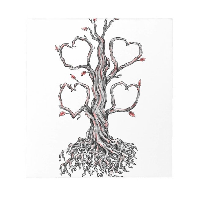 Twisted Oak Tree Herz Branch Tattoo Notizblock (Vorderseite)