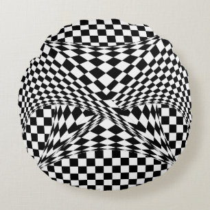 Twisted Schachbretts von Kenneth Yoncich Rundes Kissen