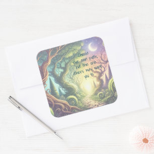 Twisted Tree & Quote Quadratischer Aufkleber