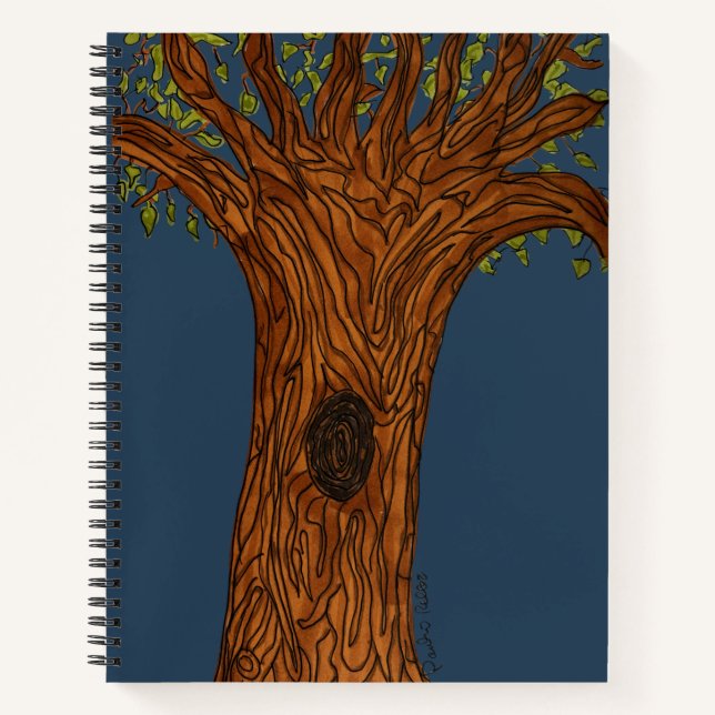 Twisted Tree with Blue background Notizbuch (Vorderseite)