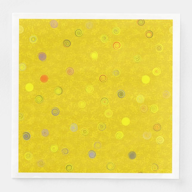 Twisty Polka Dot Spiral Yellow Paper Party Napkins Serviette (Vorderseite)