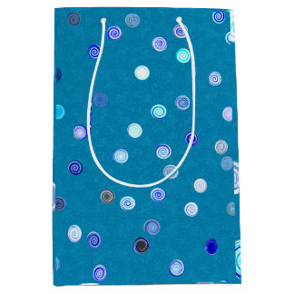 Twisty Polka Dot Spirals Blue Gift Bag Mittlere Geschenktüte