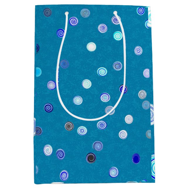 Twisty Polka Dot Spirals Blue Gift Bag Mittlere Geschenktüte (Vorderseite)
