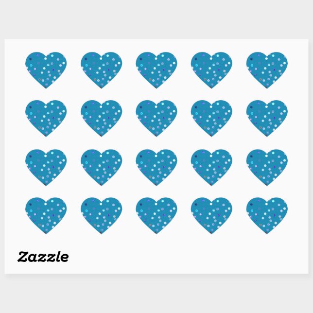 Twisty Polka Dot Spirals Blue Heart Stickers (Blatt)