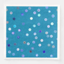 Twisty Polka Dot Spirals Blue Paper Party Napkins Serviette