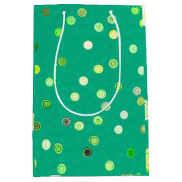 Twisty Polka Dot Spirals Green Gift Bag Mittlere Geschenktüte