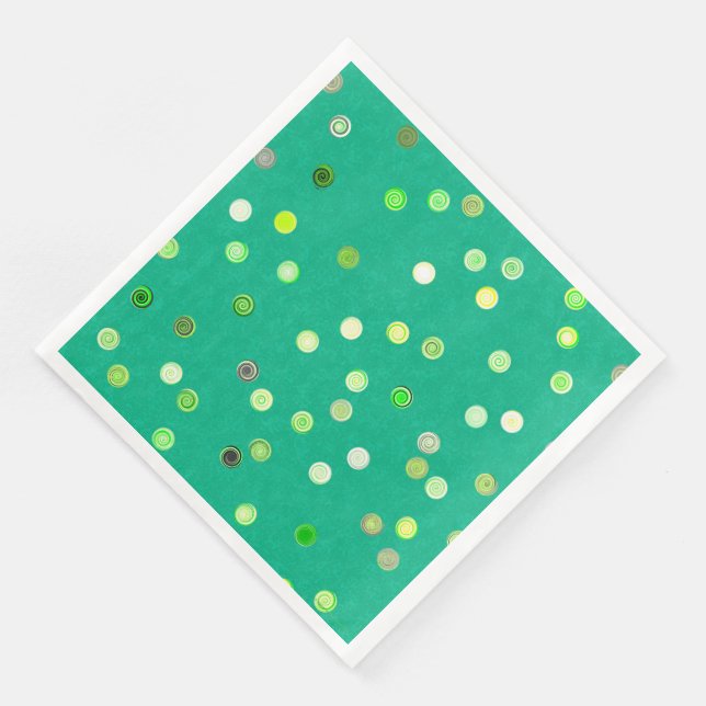Twisty Polka Dot Spirals Green Paper Party Napkins Serviette (Ecke)