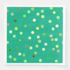 Twisty Polka Dot Spirals Green Paper Party Napkins Serviette