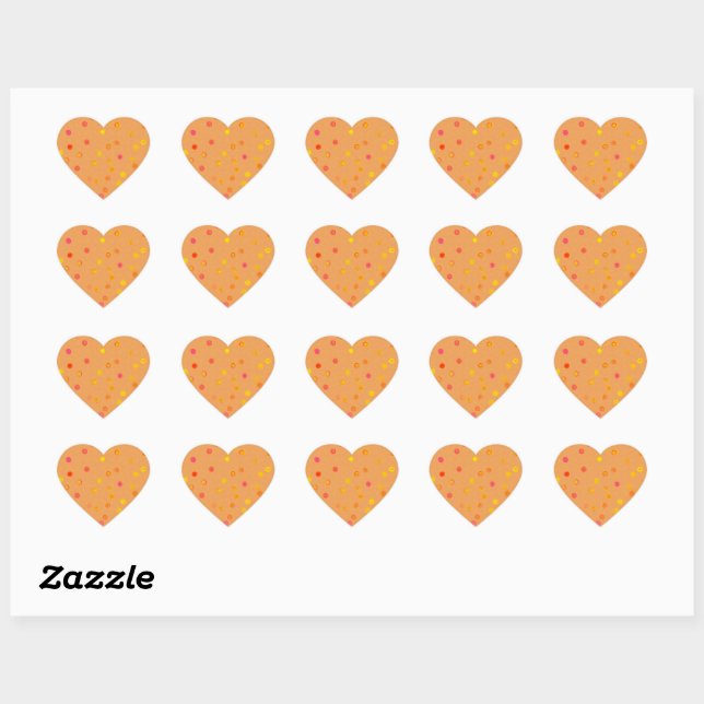 Twisty Polka Dot Spirals Orange Heart Stickers (Blatt)